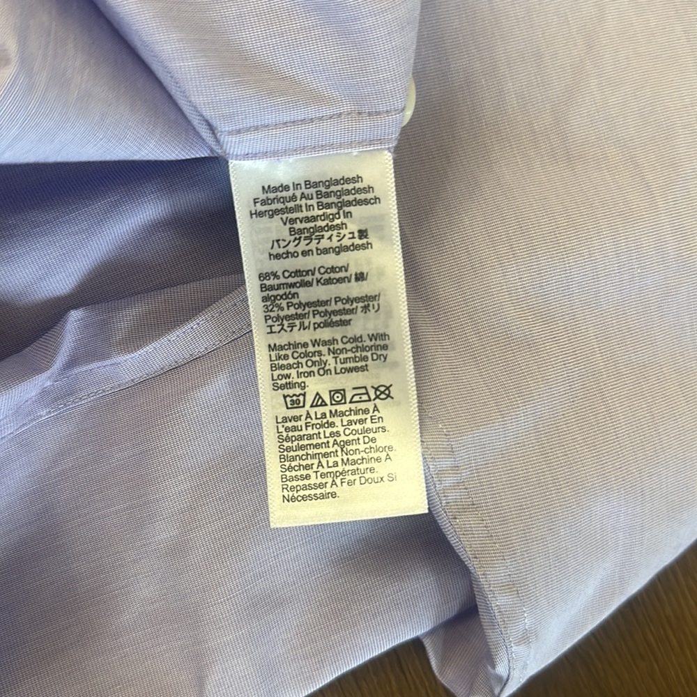 J Crew Slim Bowery Performance Mens Dress Shirt with Spread Collar Slim XL NWOT - Picture 5 of 5